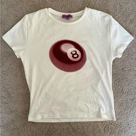 Edikted White Tee with Pink and Blue Tag - Picture 1 of 2